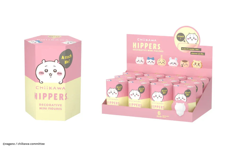 Chiikawa Hippers decorative mini figures packaging and display box, cute collectible toys like Sonny Angel, Smiski