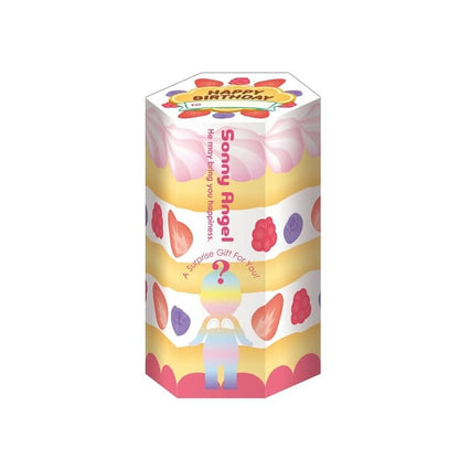 Sonny Angel birthday cake themed surprise gift box with colorful cream and fruit design