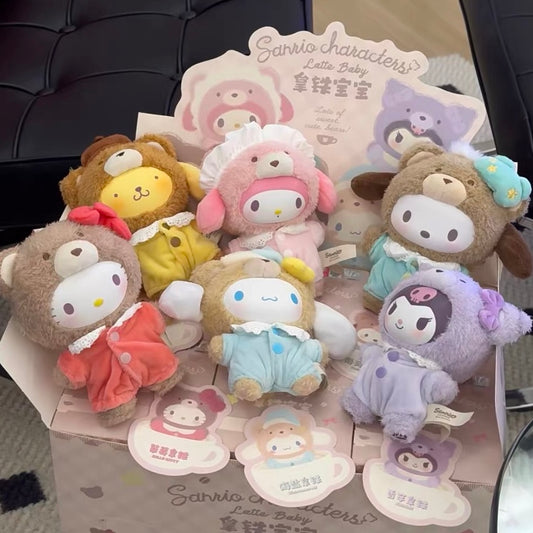 Sanrio Characters Latte Baby Key Ring Plush (One Box - Random Blind Box)