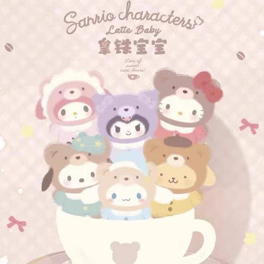 Sanrio Characters Latte Baby Key Ring Plush (One Box - Random Blind Box)